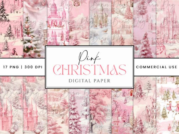 Download Pink Christmas Digital Paper Printable - Christmas digital paper Collection