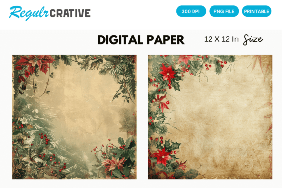 Download Vintage Happy Christmas Digital Paper - Christmas digital paper Collection