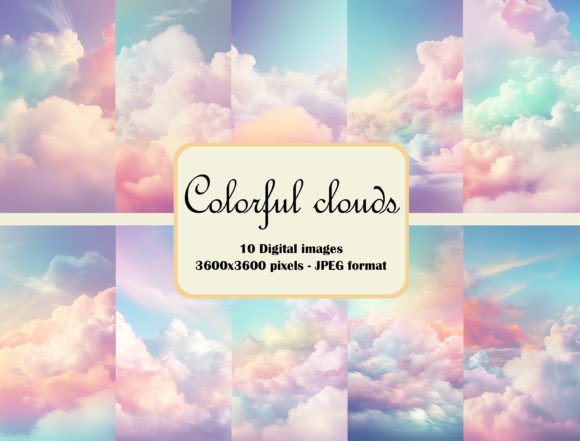 Download Colorful Clouds Digital Paper Bundle - Digital paper bundle Collection