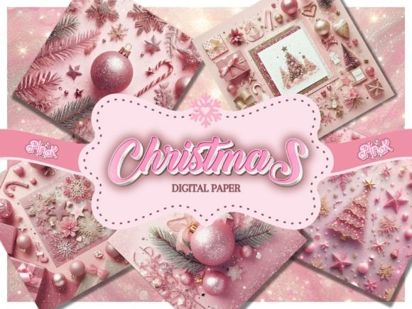 Download 31 Pink Christmas Digital Paper Bundle - Digital paper bundle Collection