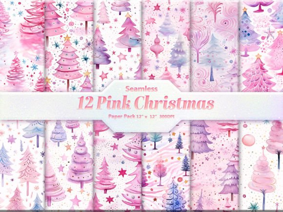 Download Pink Christmas Digital Paper Pack - Christmas digital paper Collection