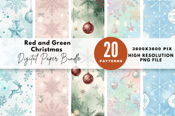 Download Red and Green Christmas Digital Paper - Christmas digital paper Collection