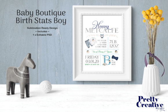 Download Baby Boutique Birth Stats Blue - Baby Collection