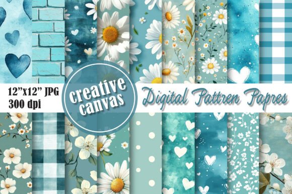 Download Blue Floral Digital Paper Bundle - Digital paper bundle Collection