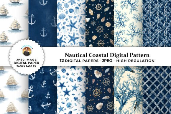 Download Nautical Coastal Digital Patterns - Digital patterns Collection