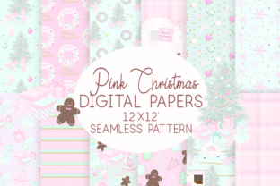 Download Pink Christmas Digital Paper Seamless Patterns - Christmas digital paper Collection