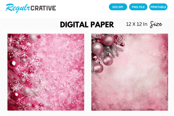 Download Printable Pink Christmas Digital Paper - Christmas digital paper Collection