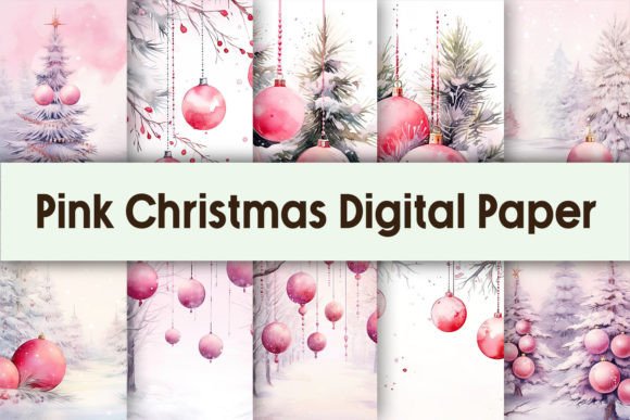 Download Pink Christmas Digital Paper Background - Christmas digital paper Collection