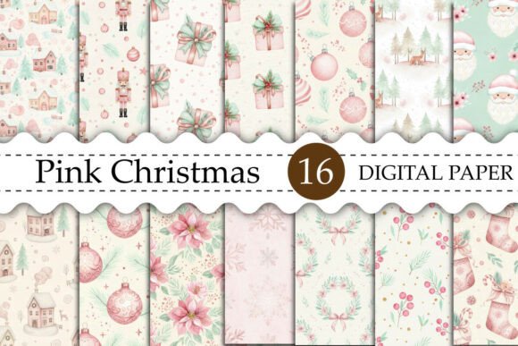 Download Pink Christmas Digital Paper - Christmas digital paper Collection