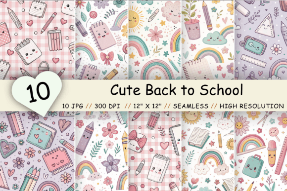 Download Cute Back to School Digital Paper Bundle - Digital paper bundle Collection