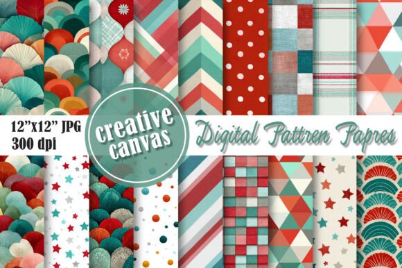 Download Retro Christmas Digital Paper Bundle - Digital paper bundle Collection