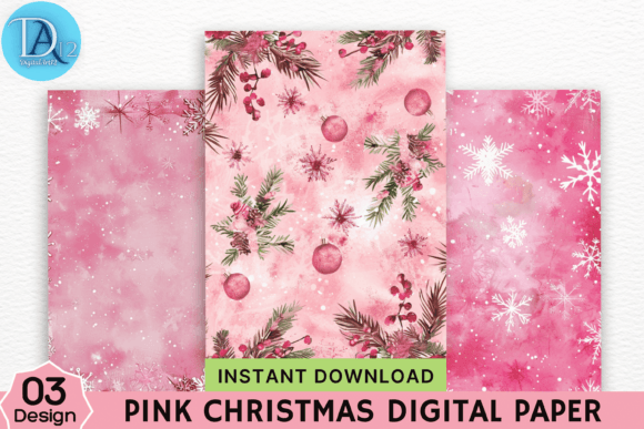 Download Pink Christmas Digital Paper - Christmas digital paper Collection