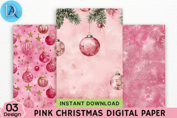 Download Pink Christmas Digital Paper - Christmas digital paper Collection