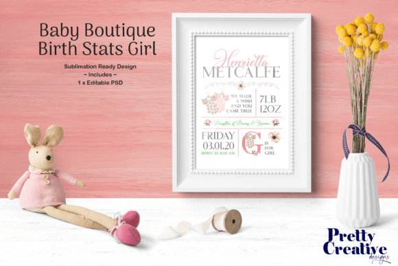 Download Baby Boutique Birth Stats Pink - Baby Collection