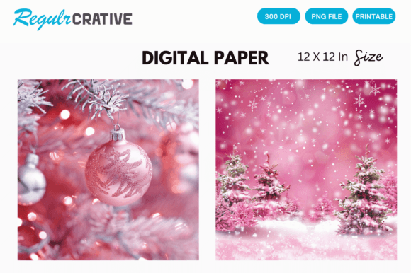 Download Printable Pink Christmas Digital Paper - Christmas digital paper Collection