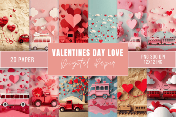Download Valentines Day Love Digital Paper Bundle - Digital paper bundle Collection