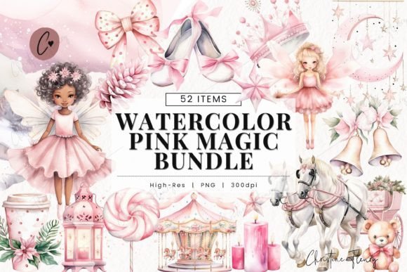 Download Watercolor Pink Magic Clipart Bundle - Magic clipart Collection