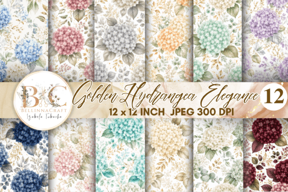 Download WatercolorHydrangea Digital Paper Bundle - Digital paper bundle Collection