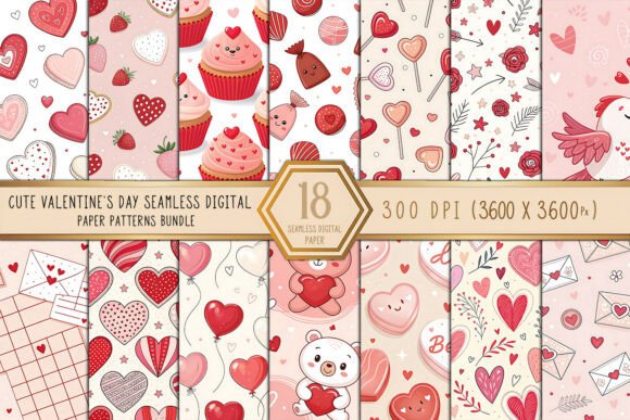 Download Valentine’s Day Digital Paper Bundle - Digital paper bundle Collection