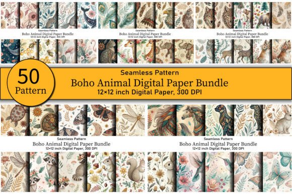 Download Boho Animal Digital Paper Bundle - Digital paper bundle Collection
