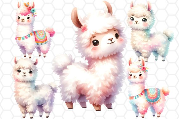 Download Cute Llama Clipart Set - Watercolor PNG - Llama Collection